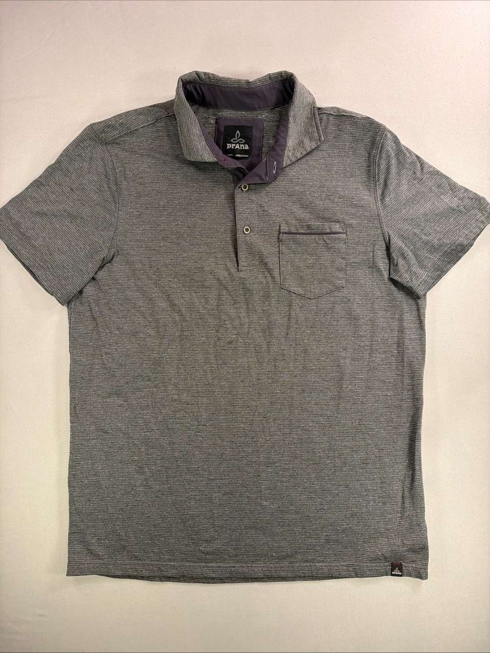 Prana Men's Heathered Gray Polo with Chest Pocket